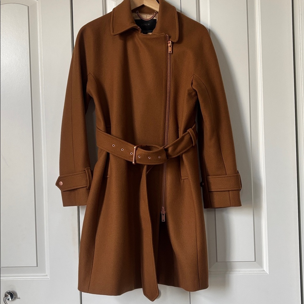 J. Crew Chestnut Belted Stadium Coat 8P